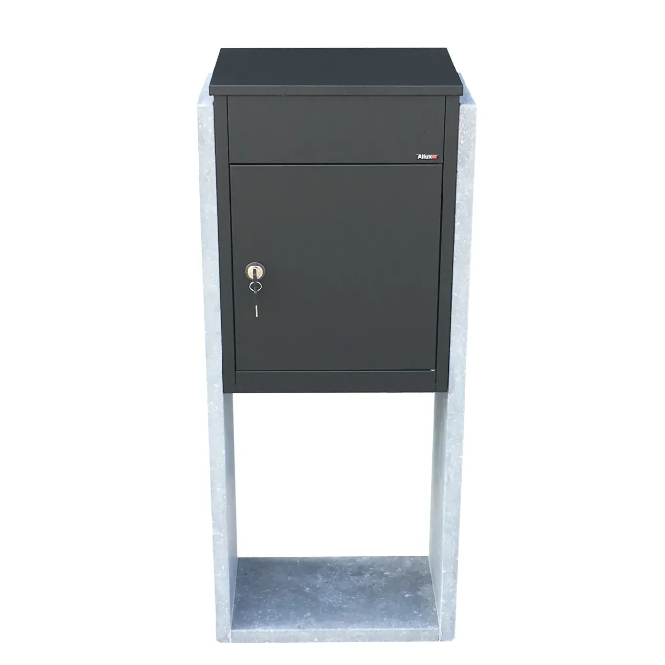 Pakketbrievenbus Torino - Natuursteen en Staal - Zwart - 44x105x25cm