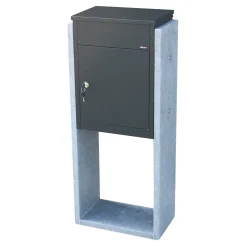 Pakketbrievenbus Torino - Natuursteen en Staal - Zwart - 44x105x25cm