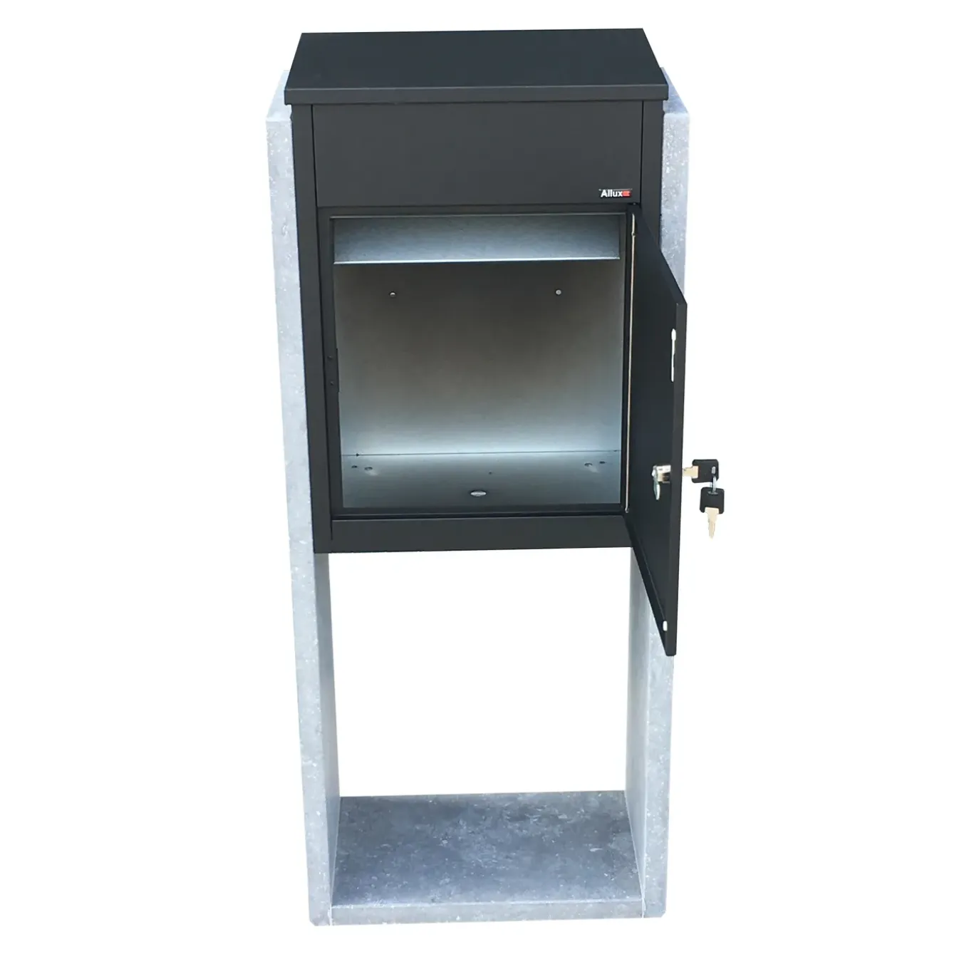 Pakketbrievenbus Torino - Natuursteen en Staal - Zwart - 44x105x25cm