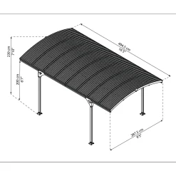 Canopia Palram - | Atlas 495X287 cm Carport Enkel Donkergrijs Zonnegrijs