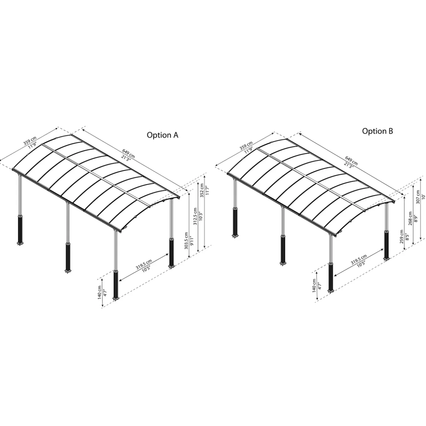 Palram | Canopia - Carport Camper Alpine - Grijs - 650x360x307cm