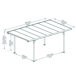 Palram - Canopia | Carport Verona - Enkel - Donkergrijs Brons - 504x299cm