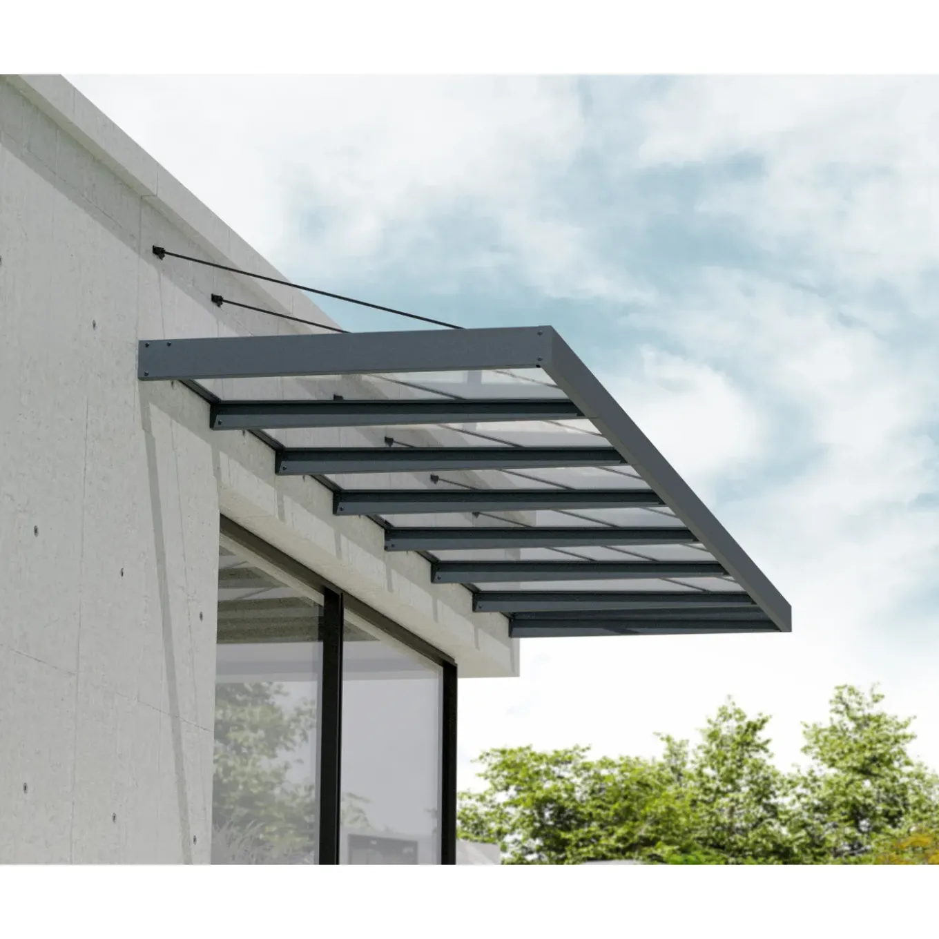 Palram | Canopia - Deur en Veranda Luifel Sophia XL - Grijs - 660x140cm