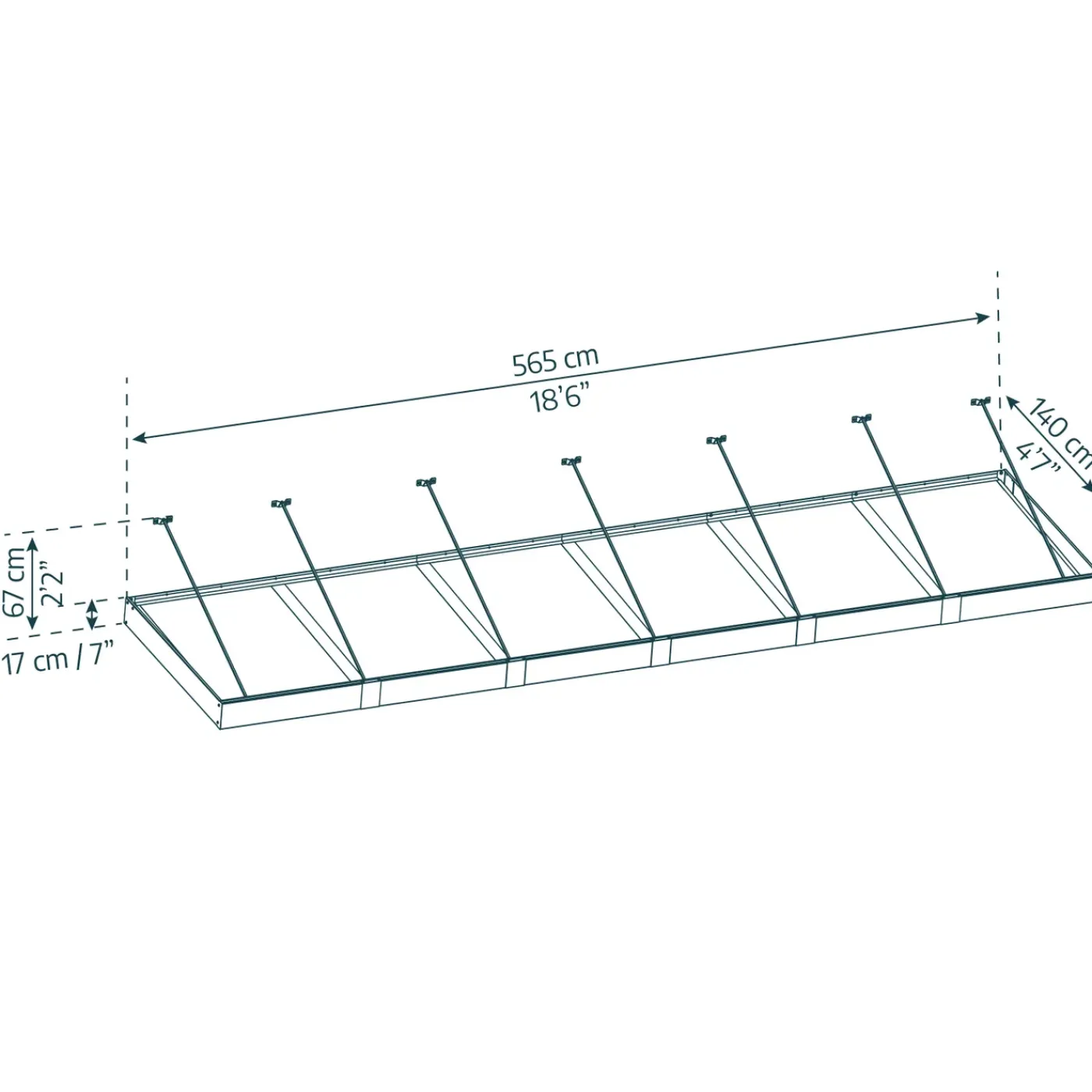 Canopia Palram | - Deur en Veranda Luifel Sophia XL - Grijs - 565x140cm