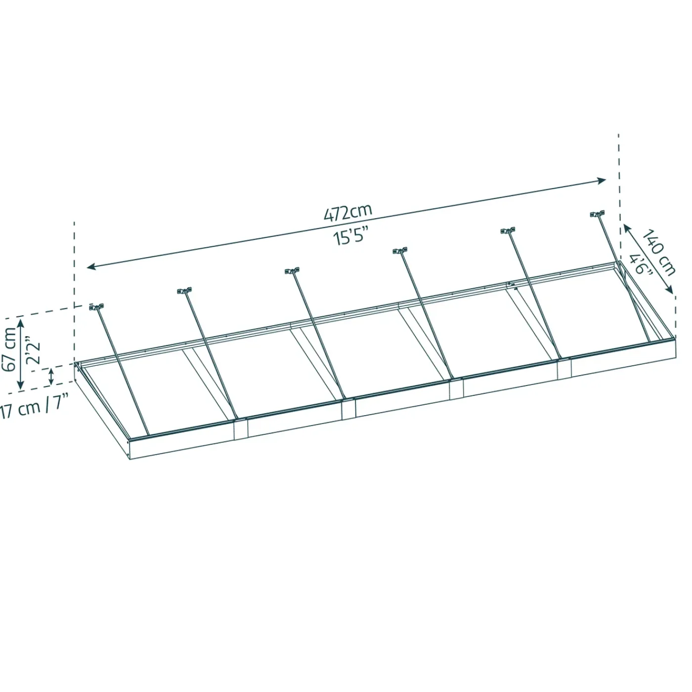 Canopia Palram | - Deur en Veranda Luifel Sophia XL - Helder 472x140x67cm