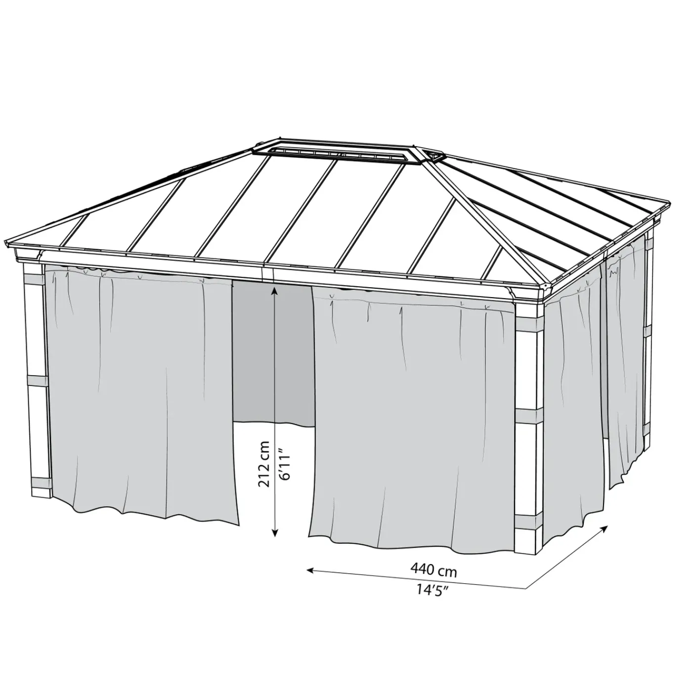 Canopia Palram- gordijnset voor tuinpaviljoen Dallas 4900 (4st)