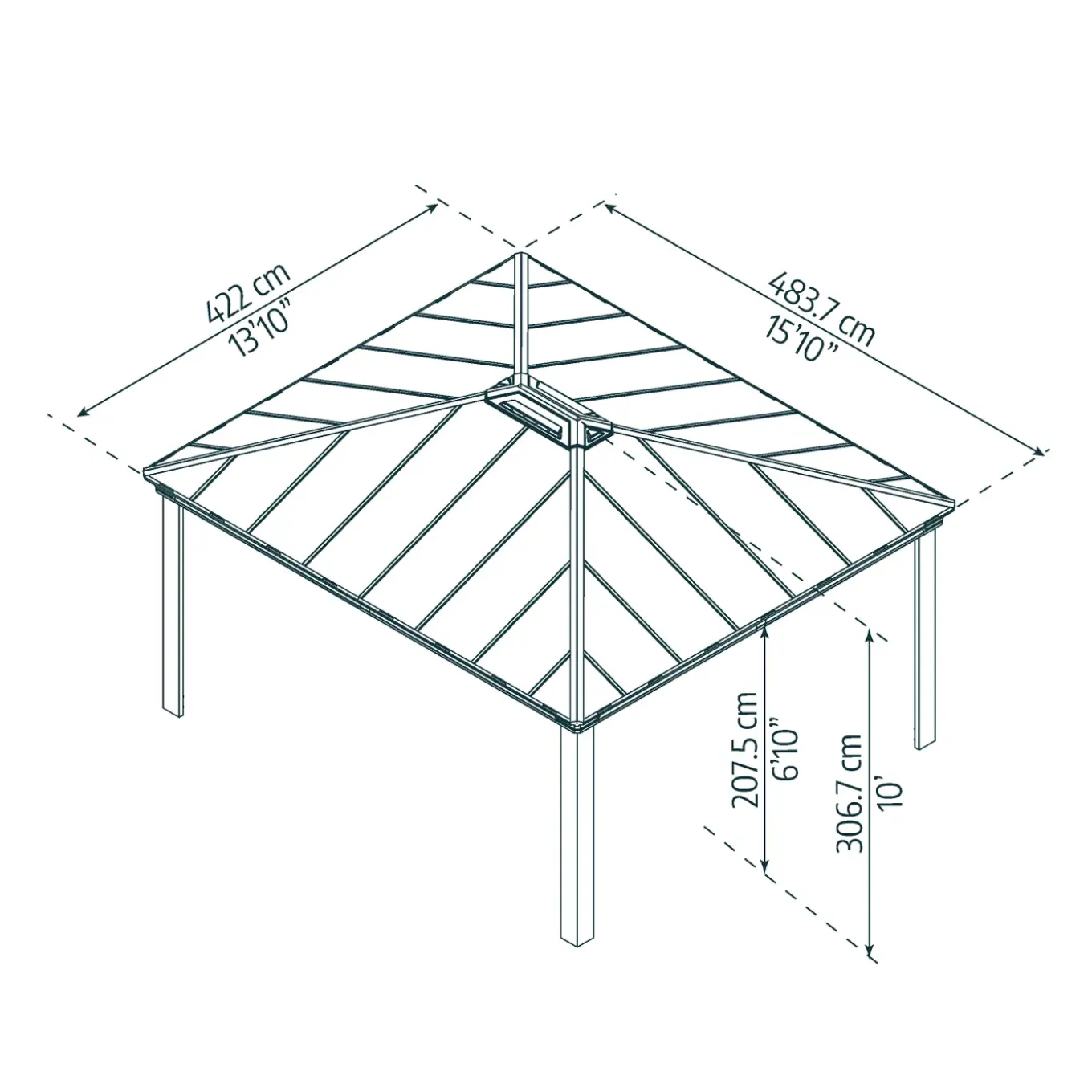 Palram | Canopia - Paviljoen Dallas - Antraciet - 4,2x4,9m