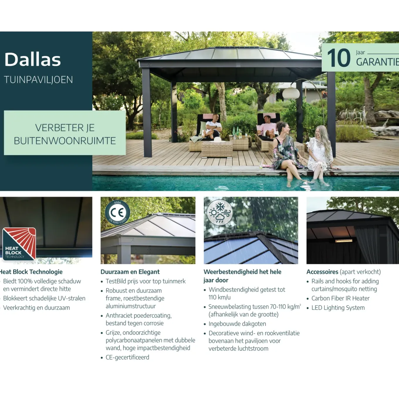 Palram | Canopia - Paviljoen Dallas - Donkergrijs - 611,5x363,5cm