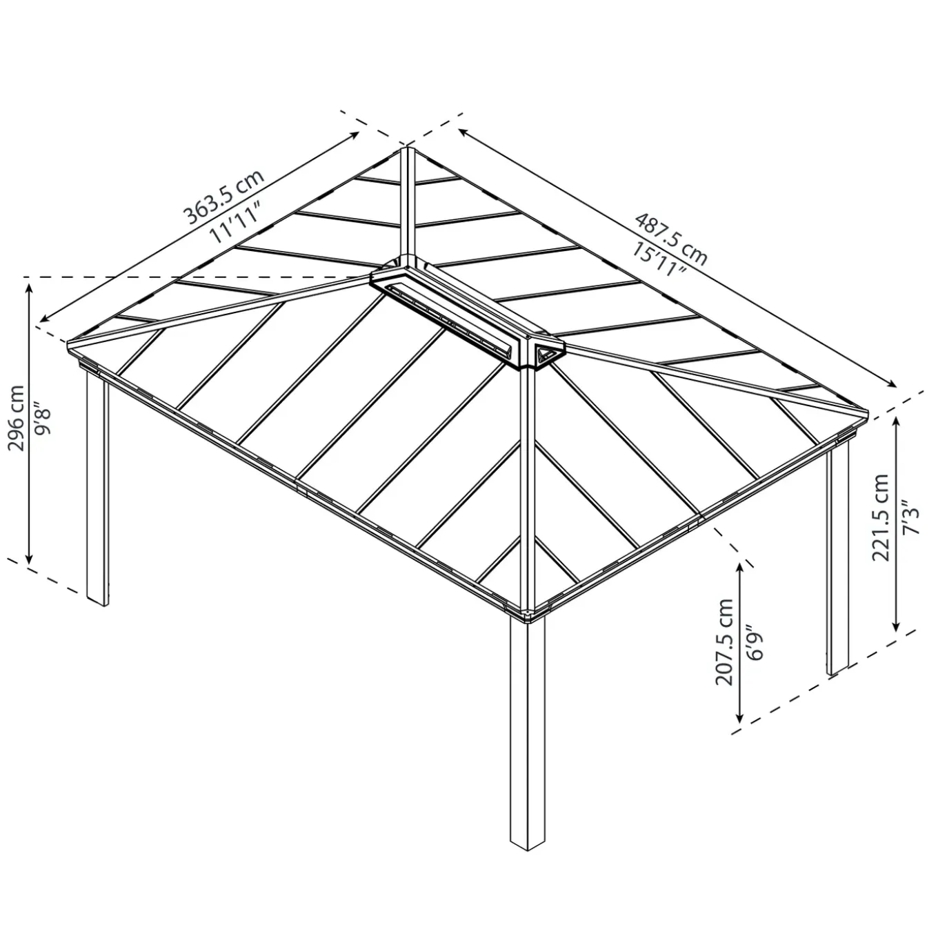 Palram | Canopia - Paviljoen Dallas - Donkergrijs - 487x363cm
