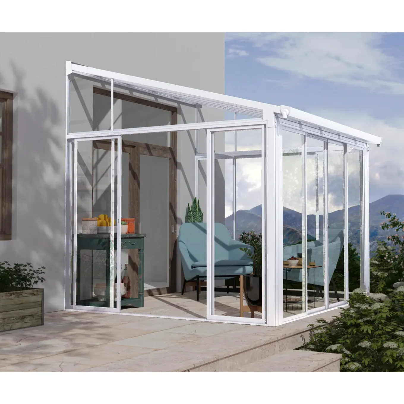 Palram - Canopia Serre, Veranda en Solarium SanRemo - Helder - Wit -314x300cm