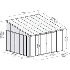 Palram - Canopia Serre, Veranda en Solarium SanRemo - Helder - Donkergrijs - 435x380cm
