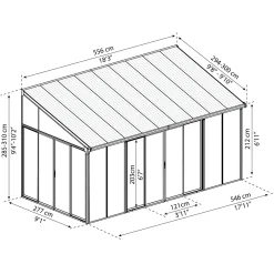 Palram - Canopia Serre, Veranda en Solarium SanRemo - Helder - Donkergrijs - 556x294cm