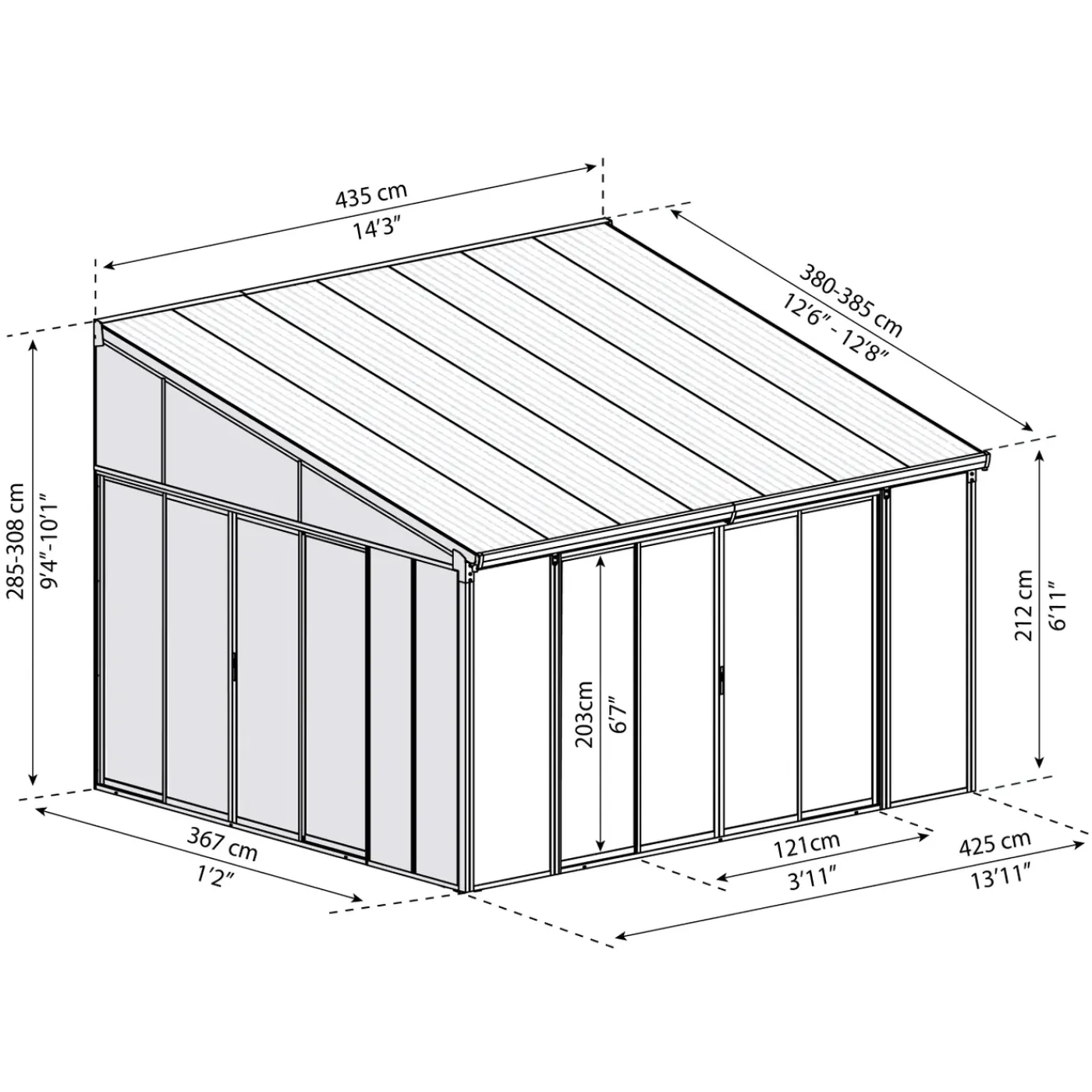 Canopia Palram - Serre, Veranda en Solarium SanRemo - Helder - Wit - 435x380cm