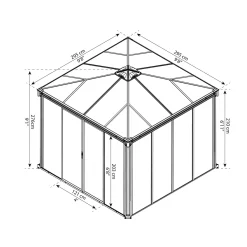 Palram | Canopia - Tuinpaviljoen Ledro - Donkergrijs/Brons - 300x300cm