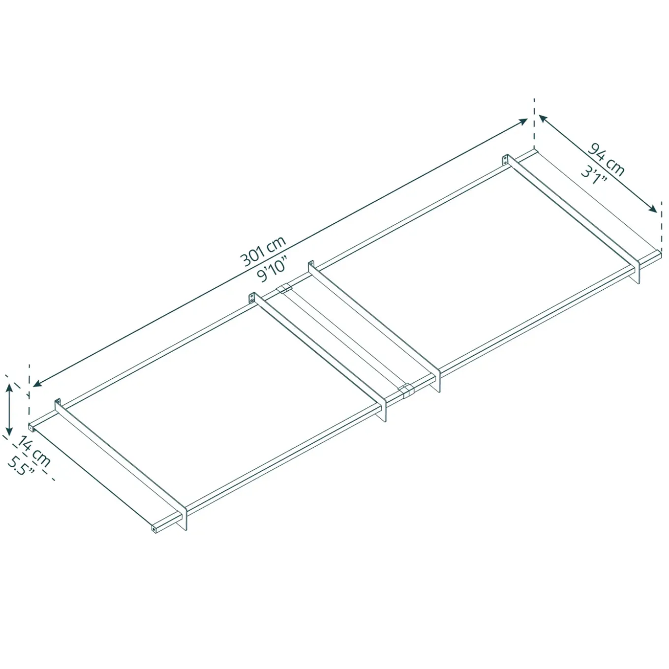 Palram | Canopia - Veranda- en deurluifel Nancy - Helder - 301x94x14cm