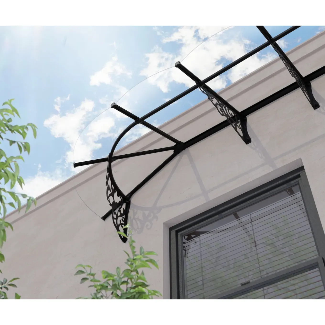 Palram | Canopia - Veranda- en deurluifel Lily - Helder - Zwart - 70x88x472cm