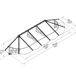 Canopia Palram | - Veranda- en deurluifel Lily - Helder - Zwart - 70x88x319cm