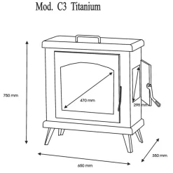 Panadero - Houtkachel C3 Four Plus - 8 Kw - Rendement 82% - Afmetingen 77 X 66 X 36 Cm