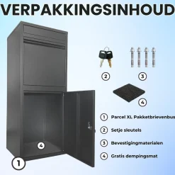 ParcelXL ® - Pakketbrievenbus - Pakketbox - Vrijstaand - Brievenbus Hangend - Antraciet - XXL - Post