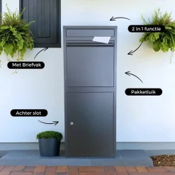 ParcelXL ® - Pakketbrievenbus - Pakketbox - Vrijstaand - Brievenbus Hangend - Antraciet - XXL - Post