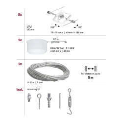 Paulmann Kabelsysteem Set Mac II - Wit - GU5.3 - Metaal - max. 5x10W