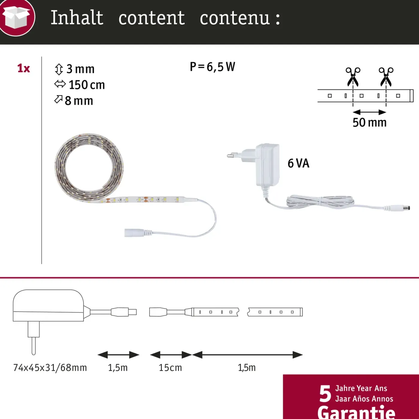 Paulmann ledstrip SimpLED 1,5m 5W