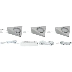Paulmann meubelverlichting met sensor warm wit geborsteld staal 3x2,8W