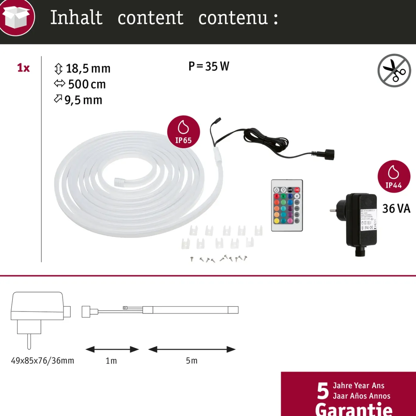 Paulmann Outdoor ledstrip SimpLED 5m wit RGB 30W