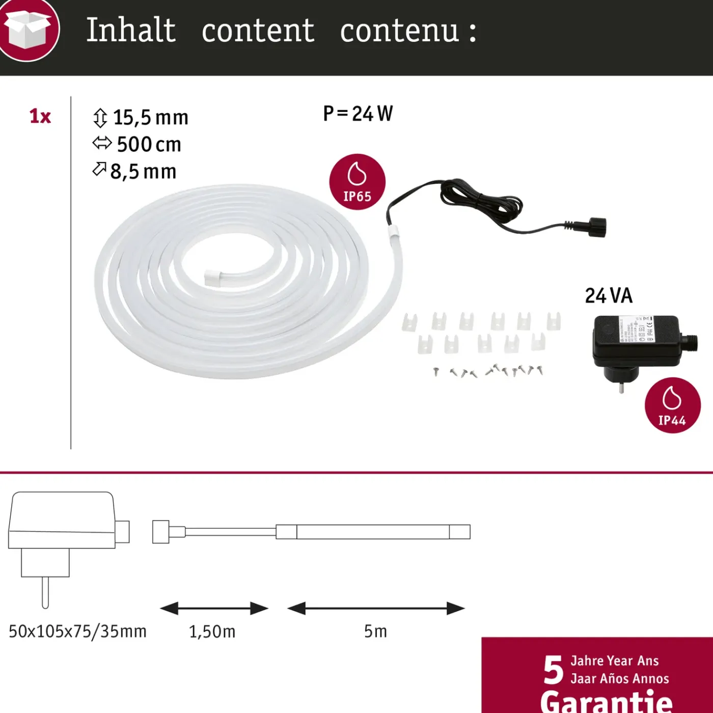 Paulmann Outdoor ledstrip SimpLED 5m wit 20W