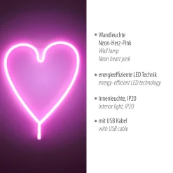 Paul Neuhaus Neon Lamp Hart - Roze - 9W - 29x38cm