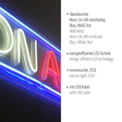 Paul Neuhaus Neon Lamp On Air - Meerkleurig - 10W - 60x22cm