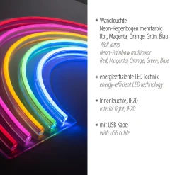 Paul Neuhaus Neon Lamp Regenboog - Meerkleurig - 8,5W - 63x32cm