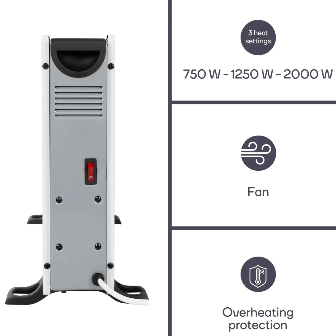 Perel Smart Convectorkachel, Voor Binnen, Drie Warmtestanden, 2000 W