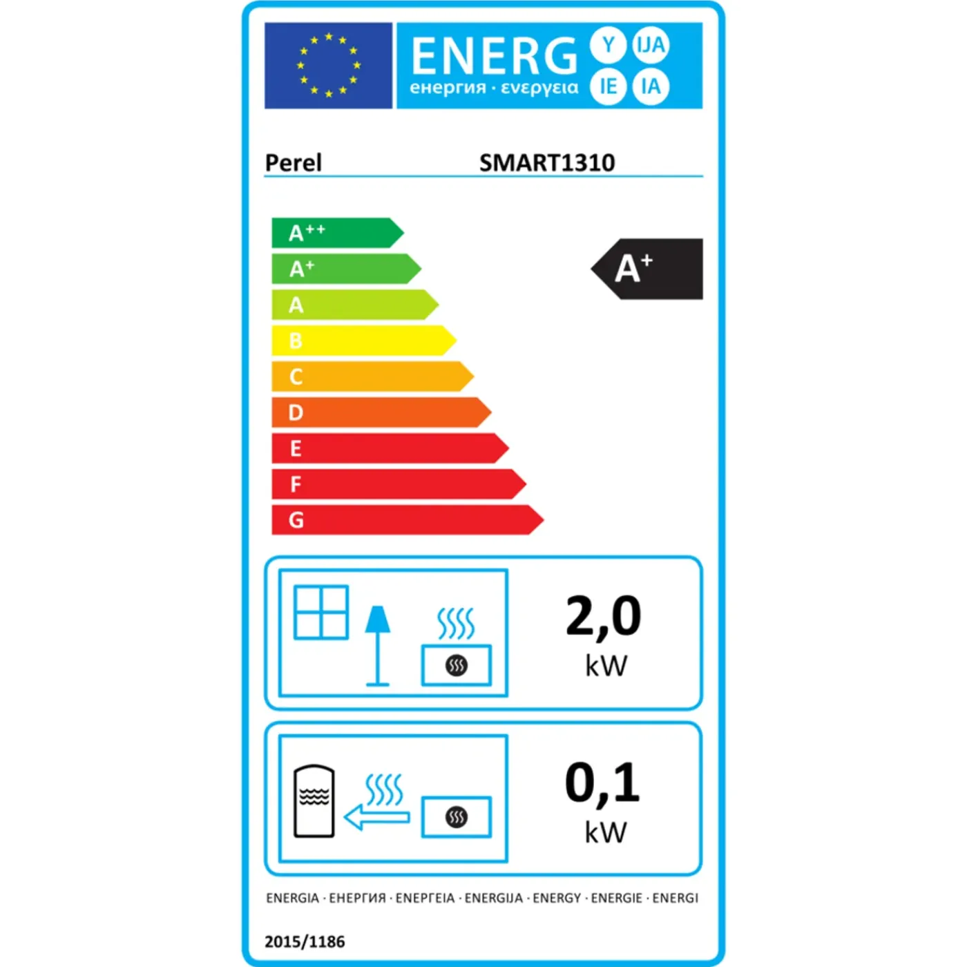 Perel Smart Convectorkachel, Voor Binnen, Drie Warmtestanden, 2000 W