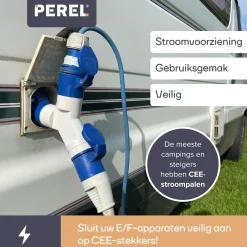 Perel Verloopkabel, H07RN-F 3G2.5, 3 m, 3680 W, Binnen en buiten, IP44, Zwart, Rubber