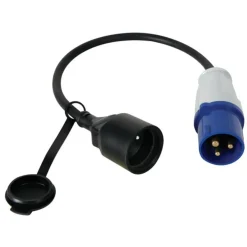 Perel Verloopkabel, H07RN-F 3G2.5, 0.4 m, 3680 W, Binnen en buiten, IP44, Zwart, Rubber