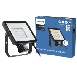 Philips Breedstraler ProjectLine - Zwart - 50W - 4500lm - Warm Wit - IP65 - met Bewegingssensor