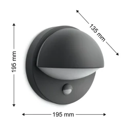 Philips Buitenwandlamp June - Antraciet - E27 - 12W - met Sensor