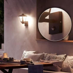 Philips Buitenwandlamp Kinno - Zwart - E27 - 25W - met Sensor
