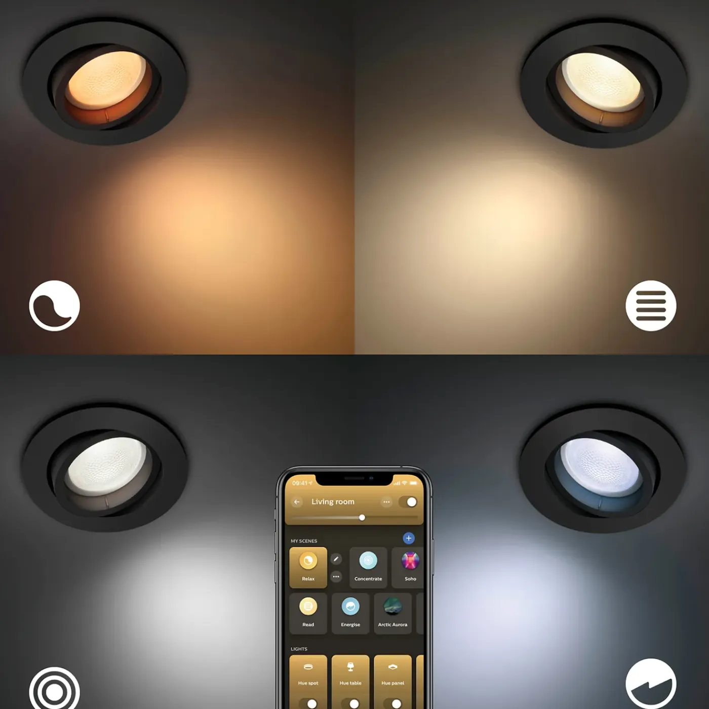 Philips Hue inbouwspot Centura zwart wit en gekleurd GU10 5,7W 3 stuks