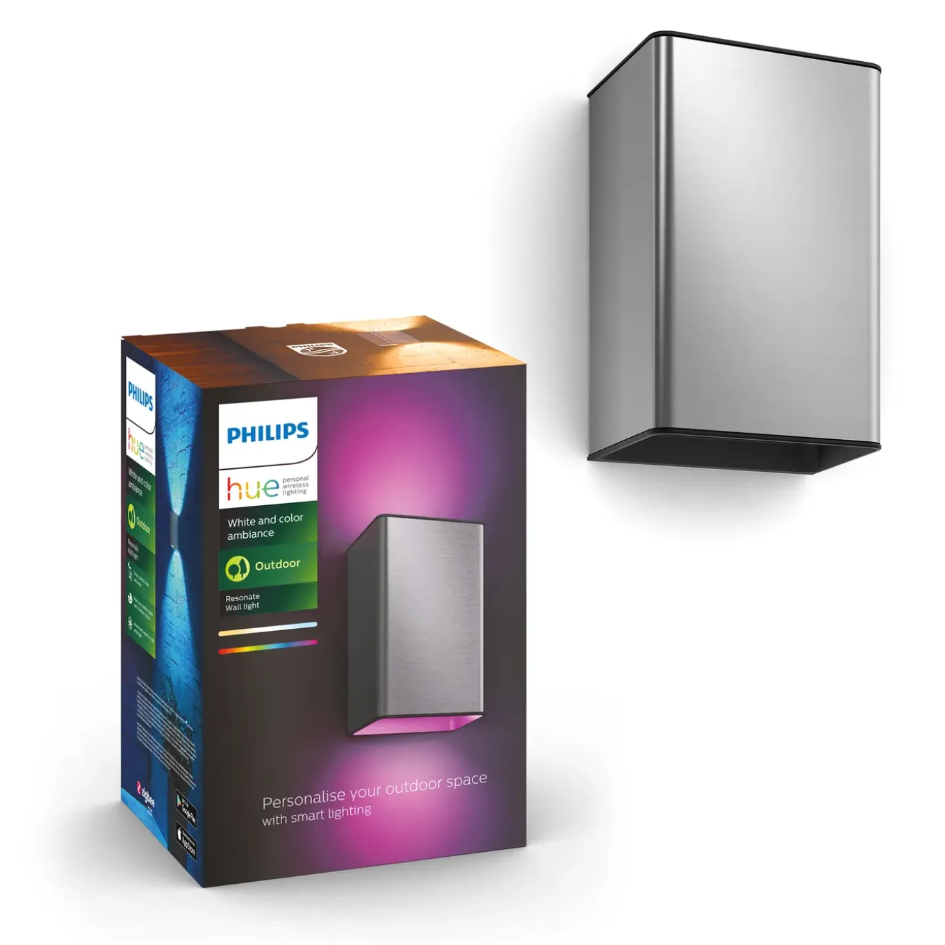 Philips Hue Resonate wandlamp - wit en gekleurd licht - roestvrij staal