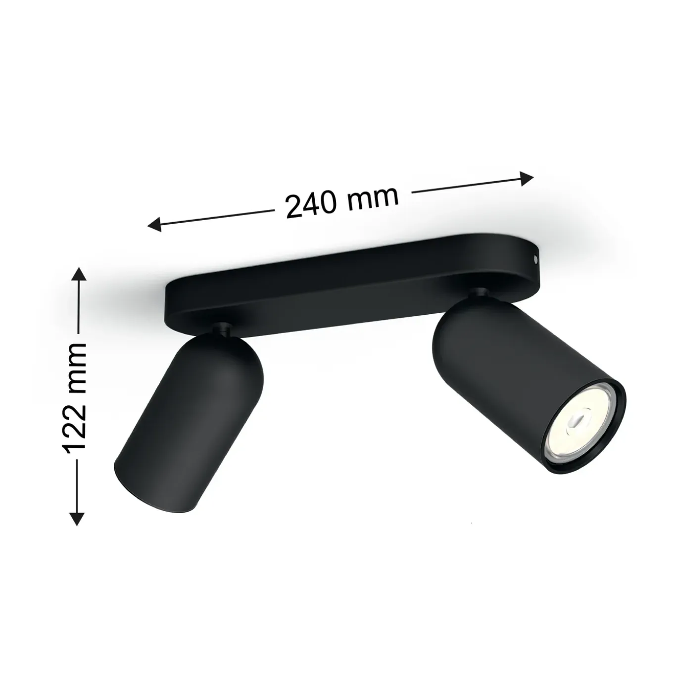 Philips Opbouwspot Pongee - Zwart - 24cm - 2xGU10