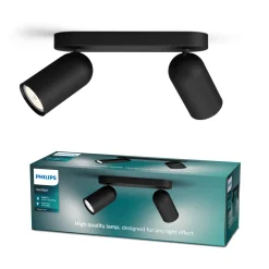 Philips Opbouwspot Pongee - Zwart - 24cm - 2xGU10