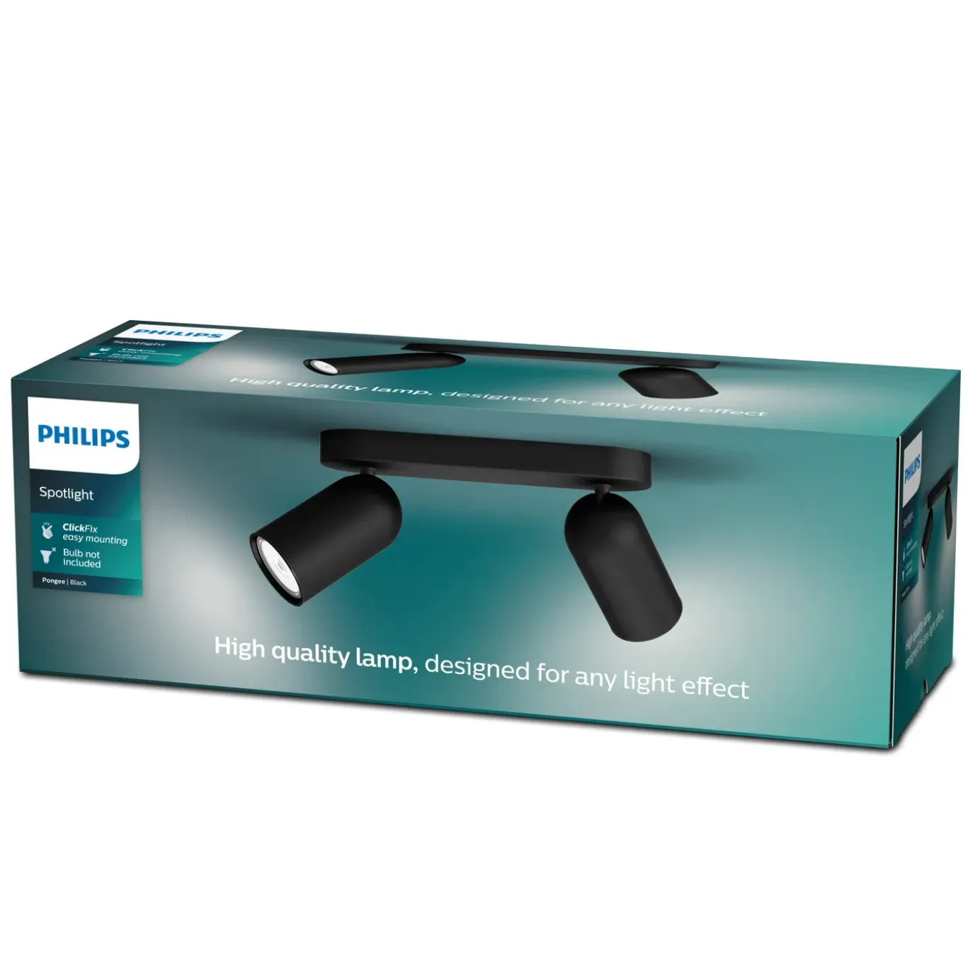 Philips Opbouwspot Pongee - Zwart - 24cm - 2xGU10