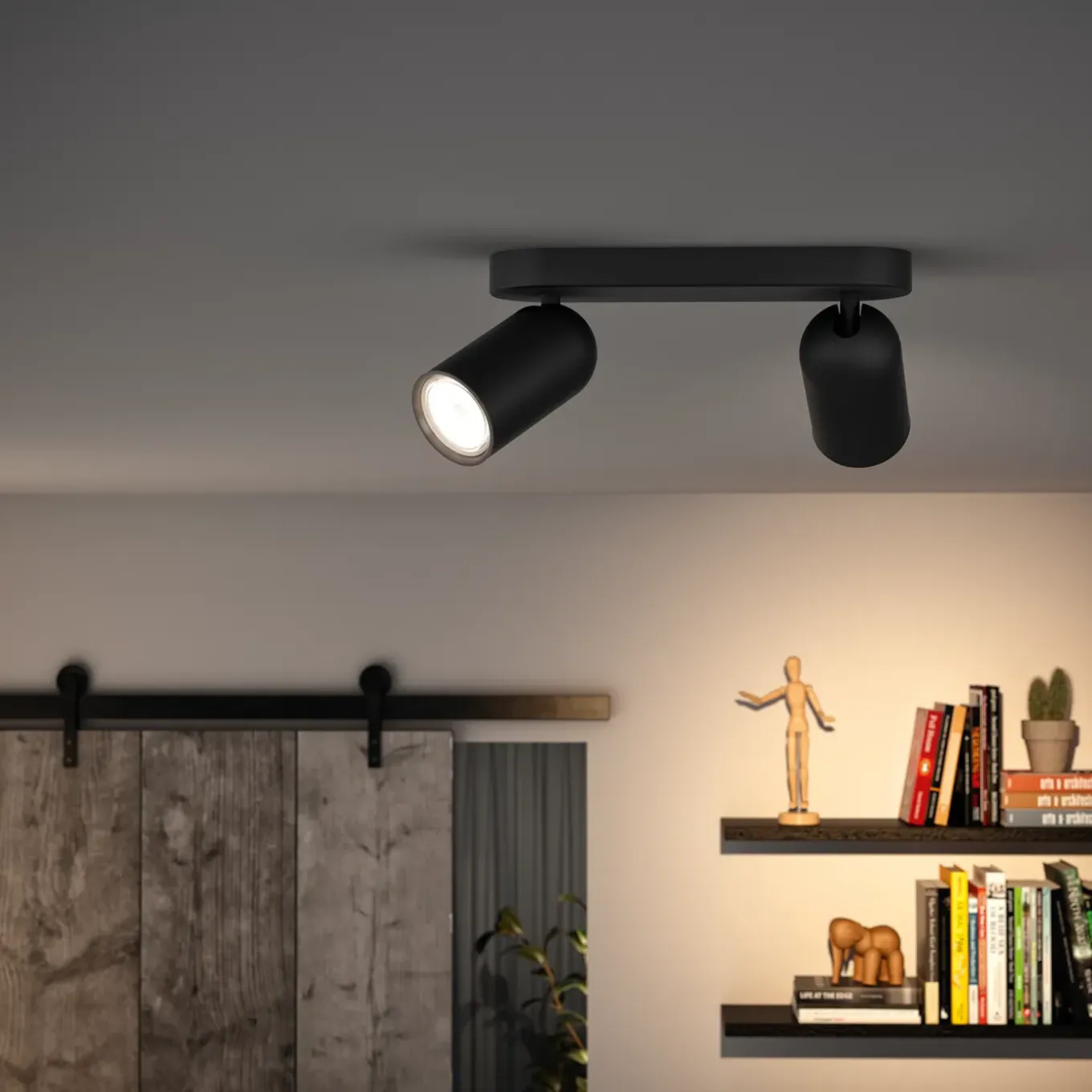 Philips Opbouwspot Pongee - Zwart - 24cm - 2xGU10