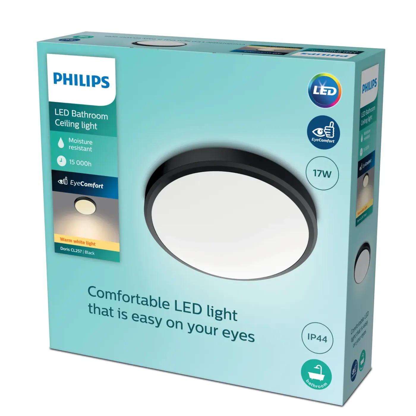 Philips plafondlamp Doris zwart ø31,3cm 17W