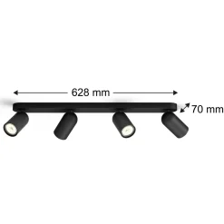 Philips plafondspot Pongee zwart 4xGU10