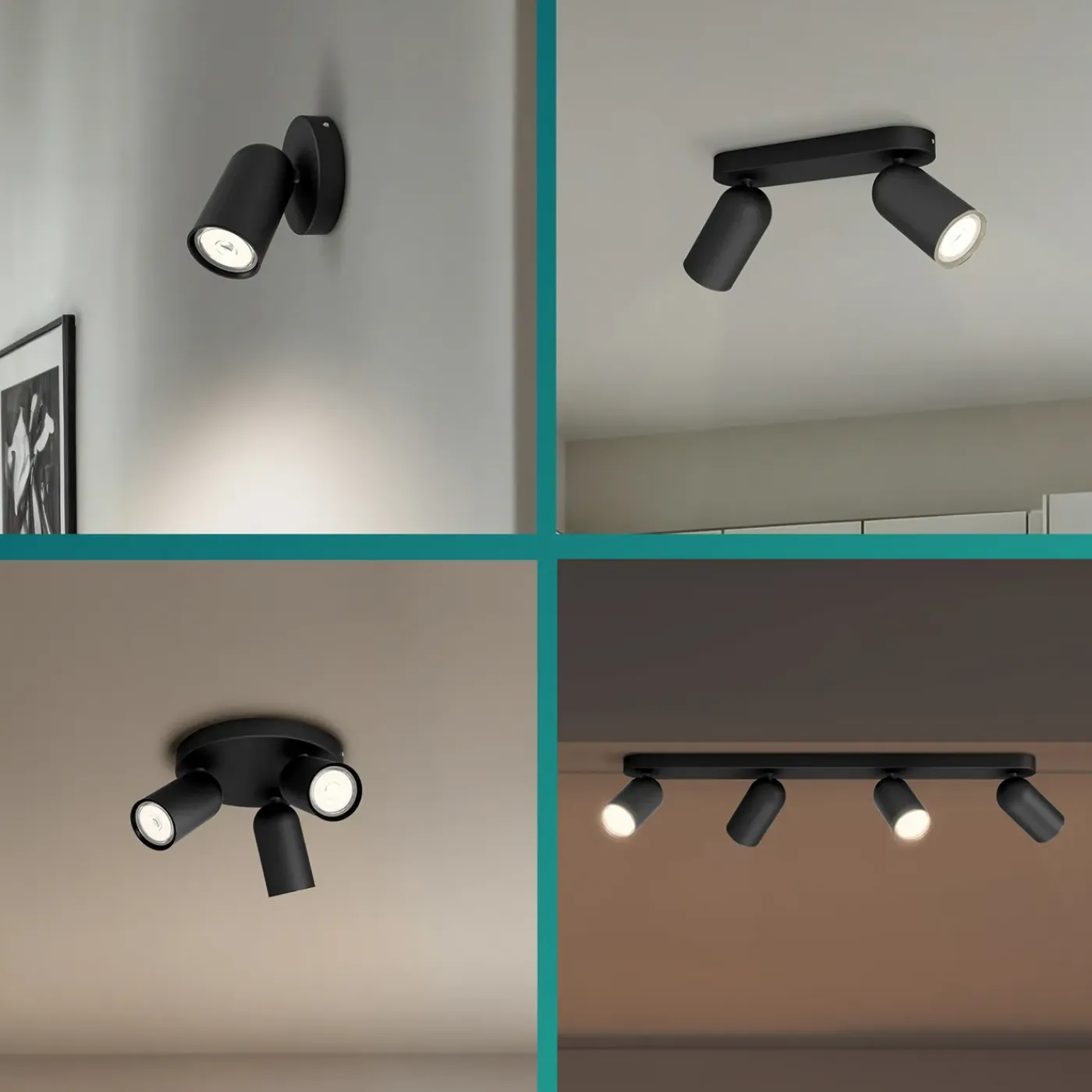 Philips plafondspot Pongee zwart 3xGU10