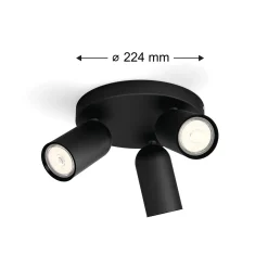 Philips plafondspot Pongee zwart 3xGU10