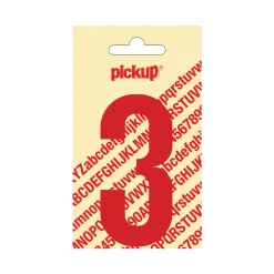 Pick Up PickUp Zelfklevend Cijfer Nobel - 3 - Kunststof - Rood - Hoogte 9cm
